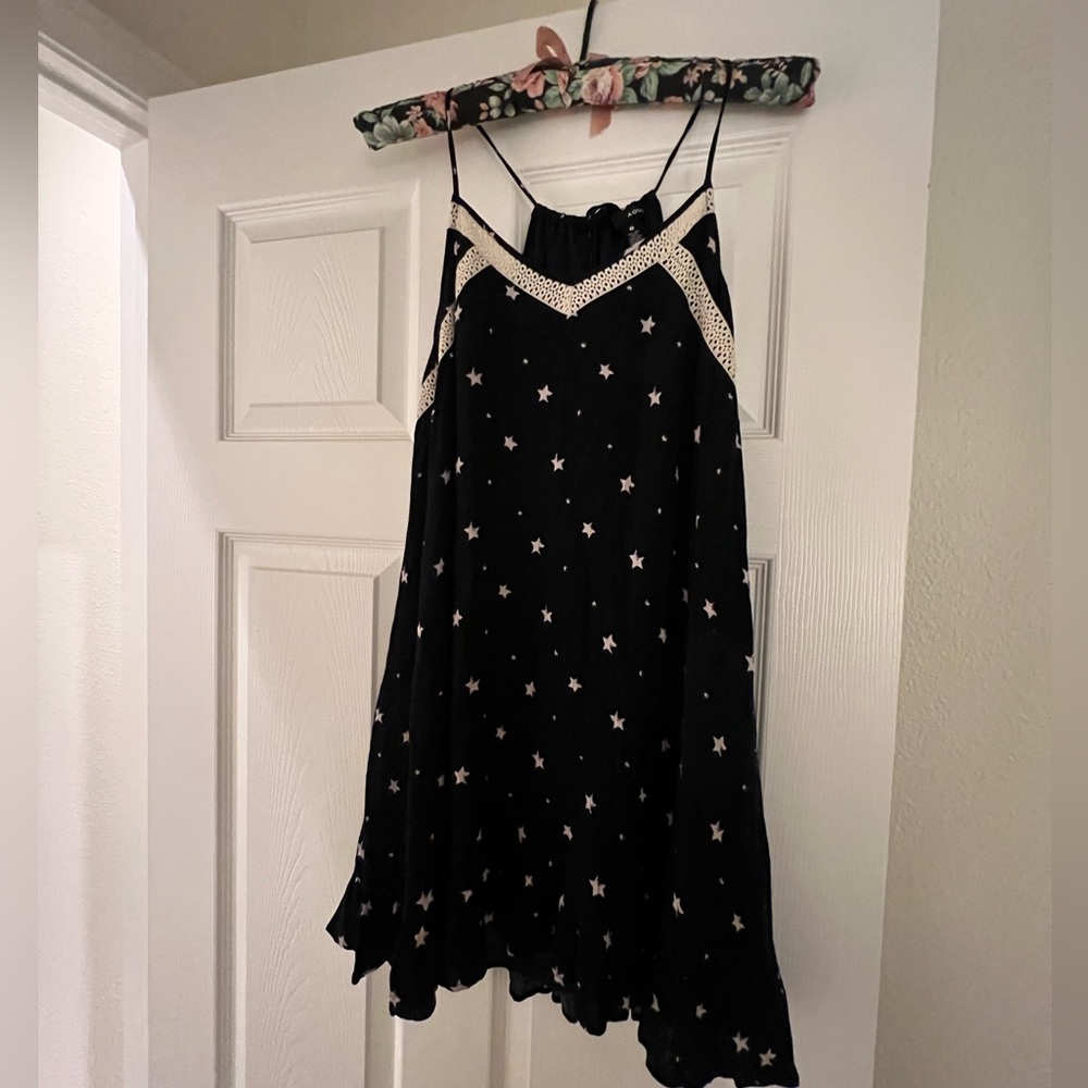 AQUA Dress in Black with White Stars